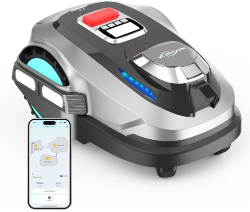 YARDCARE N1600PRO Robot Cortacésped sin Cable Perimetral, hasta 1600 m², Navegación RTK con Reconocimiento 3D del Entorno, Detección de más de 300 Obstáculos, Control por App, Carga Automática