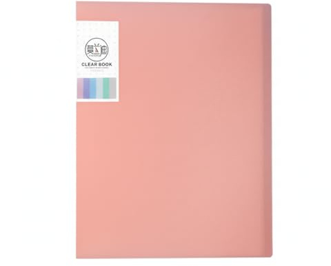 A4 arkivfickor öppna på sidan, mapp A4 färgsorterad PP-film, 40 sidor, mappar med ryggetiketter, broschyrfickor för förvaring av papper, dokument för kontor skola (rosa)