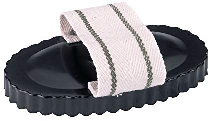 Metallstriegel oval mit Handschlaufe