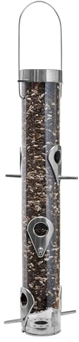 Droll Yankees Classic Sunflower or Mixed Seed Bird Feeder, Ring Pull Advantage, 6 Feeding Stations, 1 lb Bird Seed Capacity, 20-Inch