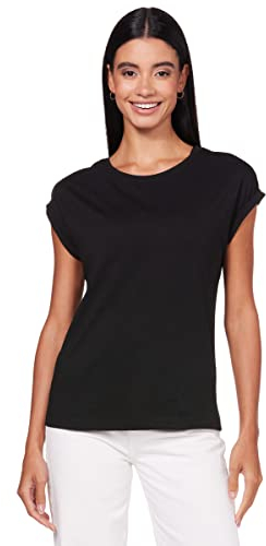 Urban Classics Damen T-Shirt Ladies Extended Shoulder Tee, T-Shirt mit überschnittenen Schultern, aus Baumwolle, erhältlich in vielen Farben, Black, M