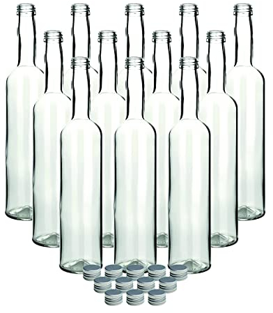 Bouteilles Gouveo en verre vide - « Bordeaux » - 500 ml Bouteilles avec bouchon - Livret de recettes (français non garanti) - Préparez vos liqueurs et vos schnaps., 30 Flaschen Schraubverschluss