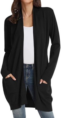 GRACE KARIN Long Cardigan Sweaters for Women,2026 Trendy Business Casual Outfits,Soft Knit Open Front Winter Clothes Black 2XL