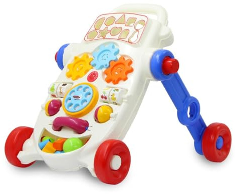 JAMARA 460586 – Gåvagn My First Walker-främjar lekfullt finmotoriska färdigheter, ergonomisk design med handtag, inkl. Ljudbox, telefon och skivskiva, flerfärgad