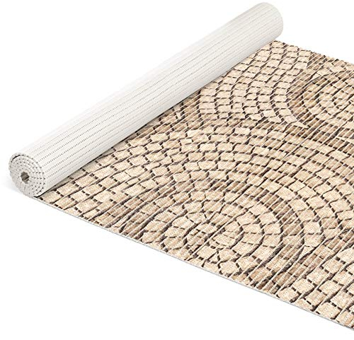 ANRO Weichschaummatte Badematte Bad Dusche WC Vorleger Teppich Antirutsch Badläufer Mosaiksteine Beige 400x80cm