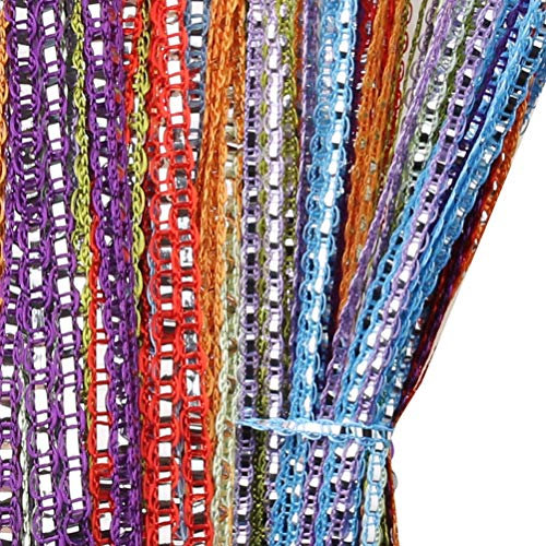 kuou String Door Curtain, Glitter Retro Plain Tassel Door Curtain Fly Insect Bug Screen String for Doorway Living Room Party Events or Window Curtain Panel (100 * 200cm)