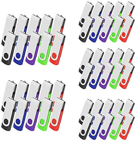 Set di 50 chiavi USB 2.0 chiavetta USB 1 GB unità flash drive memoria stick di archiviazione rotazione disco pendrive per computer portatile/PC/auto (5 colori)