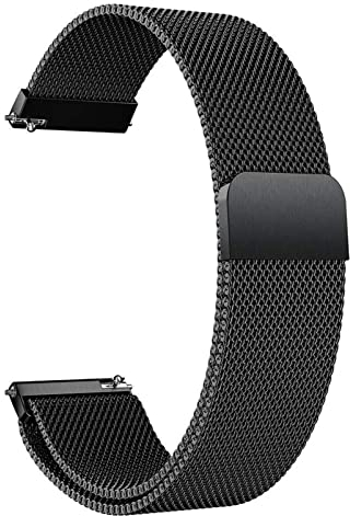 LYYLTX Edelstahl Mesh Uhrenarmband 18mm Metall Ersatz Armband Magnetverschluss Smartwatch Schnellverschluss Watch Uhren Schwarz Ersatzband Für Damen Herren