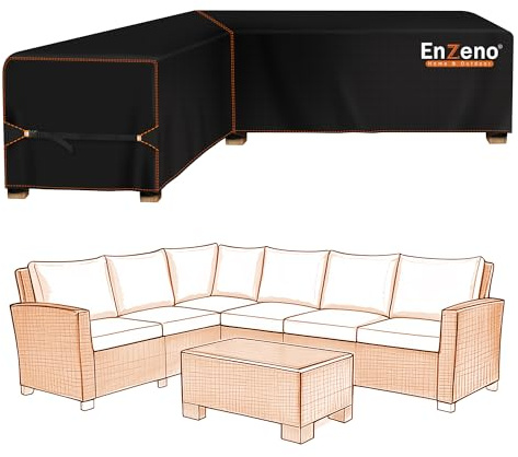 l shaped garden furniture covers waterproof 210x260x87cm Right Side Long
