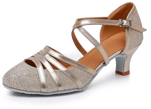 Rosefinch Zapatos de Baile Latino de Salsa para Mujer, Puntera Cerrada, Tango cha-cha, Zapatos de Baile de salón de Baile, Tacón Champ 5cm, 37 EU