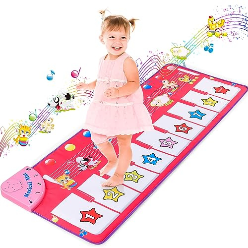 Gralal Musical Toys for 1 2 3 Year Old Girls Gifts, Piano Dance Mat for Kids with 8 Animals Sounds, Early Educational Toddlers Baby Toys Birthday Present for Girls Kids - Easter Gifts