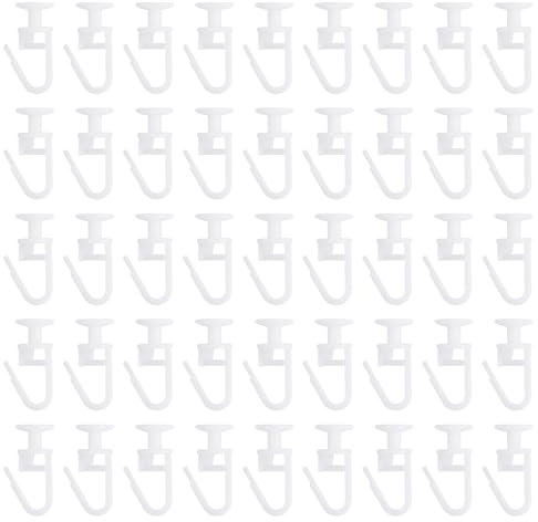 Bhoulandi 100 Pcs Plastic Curtain Hooks, Curtain Rail Sliding Hooks, Curtain Track Glider Hooks, Drapery Hooks for Window Curtains Shower Curtains Door Curtains