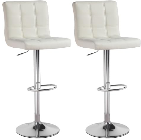 Panana Set of 2 Barstool Gas Lift Swivel Stool without Armrest for Home Bar Pub Breakfast (Beige)
