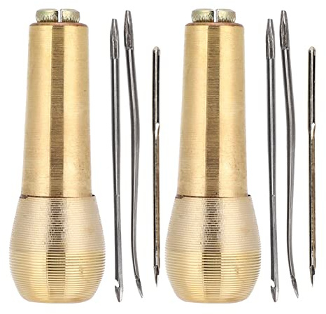 Reparation Lädernål Handsömnad 7×4×2 2 Set Kopparhandtag Sy Syl Avsmalnande Lädersko Reparationsverktyg Läderhantverk Nålsatssats Sysylverktyg