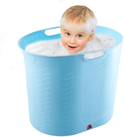 Tragbare Babybadewanne, Babybadewanne mit Drainageboden, Baby-Badeeimer, bequeme Baby-Badewanne, leichter großer Badewanneneimer, Reisebadezubehör für Kleinkinder