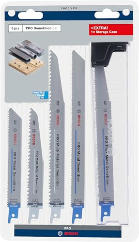 Bosch Juego de 6 hojas de sierra sable PRO Demolition, 6 piezas, (para tubos y perfiles de metal, metales no ferrosos, longitud mm, accesorios profesionales de sierra sable)