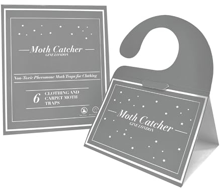 Gine London | 6 Moth Traps (Grey) – Non-Toxic Pheromone Moth Catcher | Protects Wardrobes, Clothing & Carpets | Safe, Odourless | For Monitoring Purposes Only