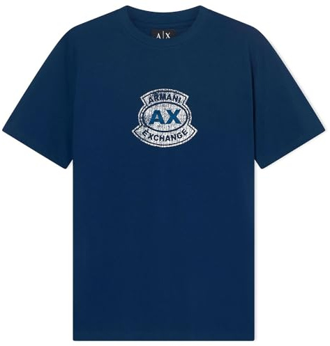 Armani Exchange Printed Vintage Front Logo T-Shirt, Abito Blues, XL Uomo