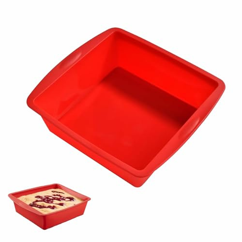 2 Pièces Moule à Gateau Antiadhésif Moules à Gâteaux Carré Silicone Réutilisables Set de Moule à Brownie pour Gâteaux Patisserie Brownies Cheesecake 20 x 20cm