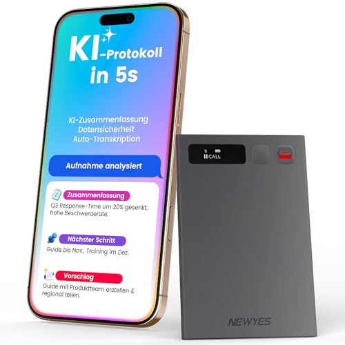Grabadora de Voz NEWYES IA con aplicación dedicada,transcripción y Resumen,Duración de la batería de 35 Horas, 64 GB de Memoria para reuniones,conferencias, Llamadas,Negocios y Clases