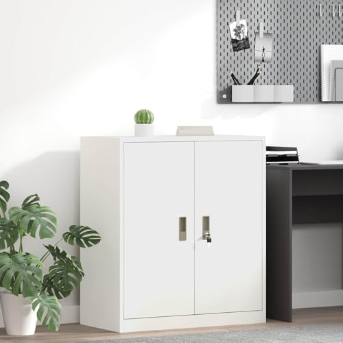 INLIFE Armoire de Rangement Blanc 80 x 40 x 90 cm Acier Laminé à Froid