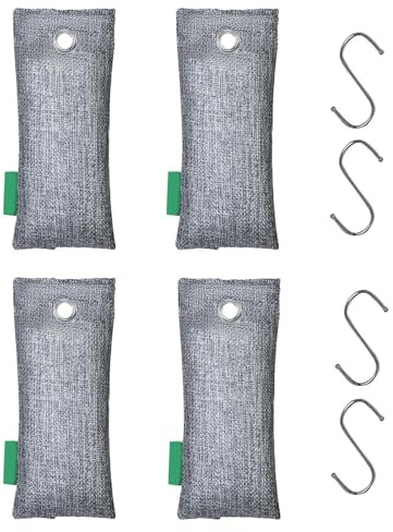 Borsa per purificare l'aria al carbone - Assorbi odori per auto e uso interno, riutilizzabile in carbone attivo dal design minimalista, tessuto di lino traspirante e di lunga durata, riempime