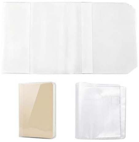 A5 Clear Book Covers Transparent Notebook Sleeves Adjustable PVC Journal Jackets Water-Resistant Diary Protector for Adults Professionals for Office Organiser Reference Manuals Stationery Supplies