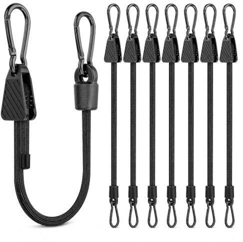 8 st elastiska spännband med justerbara krokar, 100 cm elastiska snören med latexkarbinhake, elastisk rem med elastisk sandowkrok med karbinhake, för camping, trädgård och transport