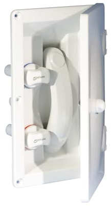 Whale Swim ‘n’ Rinse Transom Shower, Hot and Cold Water, Lockable Hinged Cover, White ABS Housing, 7 Feet Hose RT2658