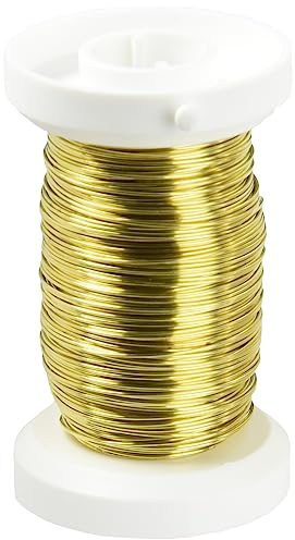 GLOREX 6 2220 089 - Messingdraht, 0,4 mm x 40 m auf einer Kunststoff-Spule, leicht biegsam, ideal für Sträuße, Gestecke und andere floristische Arbeiten