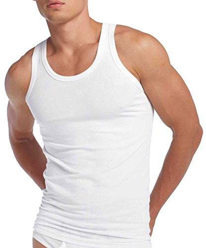 Mens Classic Cotton VEST singlet Underwear White Lrg