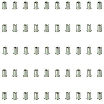 50 pièces écrou à sertir en Inox (304) M4 M5 M6 M8 M10 tête plate avec rayures verticales, avec fiche technique