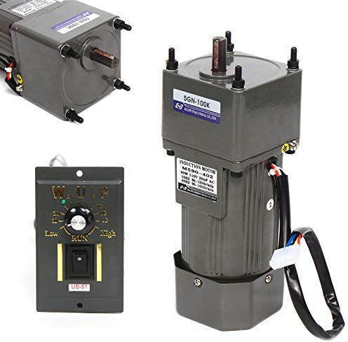 Getriebemotor Elektromotor Wechselstrom 90W 220V Einphasig Hohe Drehmomente Einstellbarer mit Drehzahlregler, 1:100(100K), 13.5U/min