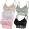 Duufin 5 Pièces Bralette en Dentelle avec Coussinets Amovibles Bralette pour Femme et Fille, 5 Couleurs (Rose, Blanc, Noir, Kaki, Olive, S-M)