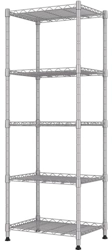 REGILLER 5-Wire Shelving Metal Storage Rack Adjustable Shelves,Standing Storage Shelf Units for Laundry Bathroom Kitchen Pantry Closet(Silver,11.8 D x 16.6 W x 53.5 H)