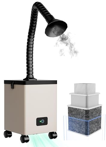 OMTech XF-180 Fume Extractor with 3 Stage Air Filter, Wheeled Smoke Absorber and Purifier, 80W Air Purifier for Laser Cutters Engravers Soldering Stations CNC Machines Welding Tools and More