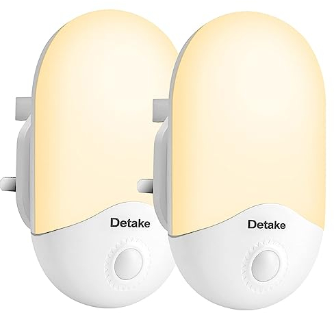 2 Pack LED Night Light, Night Lights Plug in Walls with Dusk to Dawn Photocell Sensor, 0.5W Energy Saving, Warm White Plug in Night Lighting for Kids/Children, Bedroom, Hallway, etc