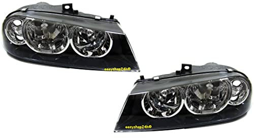 EASYSHOP24H Set Fari Proiettori Anteriori Destro e Sinistro per Alfa 156 2003-2006 con Regolazione Elettrica H1 H7