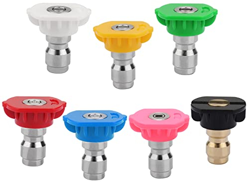 7 Piezas Puntas de Boquilla de Pulverización para Lavadora a Presión, Boquillas de Conexión Rápida de 1/4 se Utilizan Principalmente para Limpieza de Automóviles y Jardinería