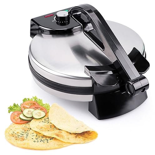 Macchina per pancake elettrica, 1800W Home Muffin Crepe Maker con indicatore LED, Macchina per la colazione portatile con riscaldamento a doppia faccia per cuocere crepes Muffins Chapati Tortilla