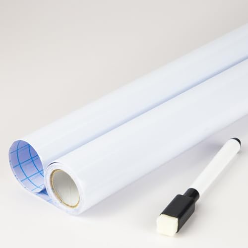 FENTIS Papel Adhesivo Blanco Rollo de Papel Adhesivo Película Autoadhesiva para Pizarra Pegatina de Pared Borrado en Seco Ideal para Niños Bricolaje Aula Oficina Casa 60x400cm