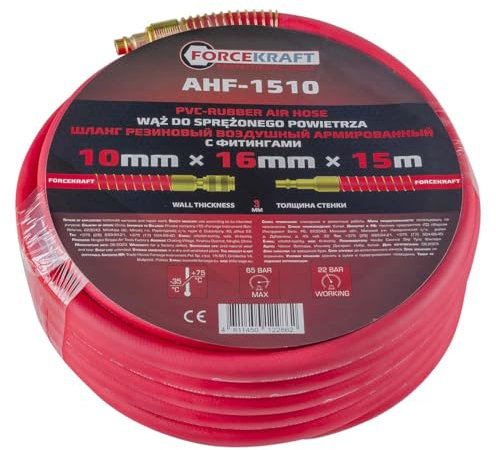 PVC-Druckluftschlauch 15m verstärkt mit Gewebeinlage mit Schnellkupplung