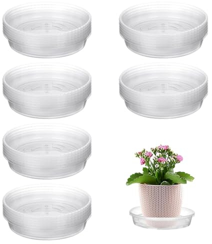30 stycken växtunderlägg blomkruka underlägg – transparent plast blomkruka droppskålar för inomhus- och utomhusväxter – växtunderlägg blommor underlägg för blomkruka (15 cm)