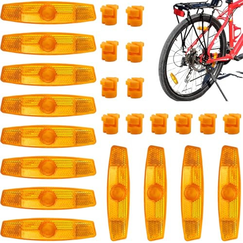 vcsjw Lot de 12 réflecteurs de rayons pour vélo, rayons yeux de chat, réflecteurs de vélo, réflecteurs de vélo, réflecteurs orange yeux de chat, pour VTT, vélo de route