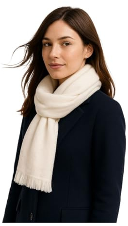 WARMIKUNA Cashmere scarf, Elegant Winter Scarf, Lightweight Wool Blend, Classic Design (BEIGE)