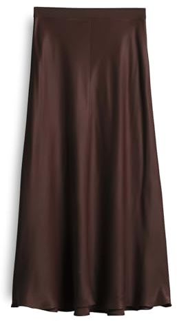 someday Damen Midirock | ODINIA Detail Satinrock in A-Linie Dark Espresso, 36