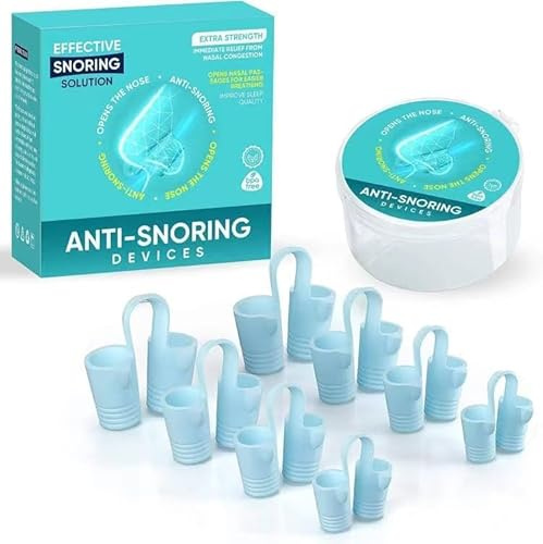 Anti Snoring Devices, Silicone 4 Sizes 8Pcs Silicone Reusable Nose Vents Nasal Dilators for Breathing, Comfortable & Effective Snoring Solution Helps Anti Snoring Nаsal for Nasal Breathing (Blue)
