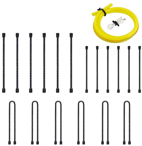 HOMEE Silicone Cable Ties Reusable 18PCS,Bendable Rubber Twist Ties for Cords,Cord Tie for Bundling and Holding,All Purpose Cord Tie for Indoor and Outdoor（Black,4inch,6inch,8inch）