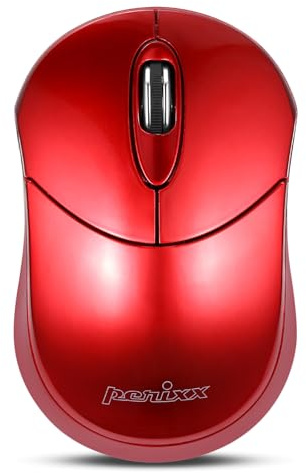 perixx PERIMICE-802R Bluetooth trådlös mus – kompakt bärbar design för Windows, macOS, iOS och Android – 1200 DPI optisk sensor – röd