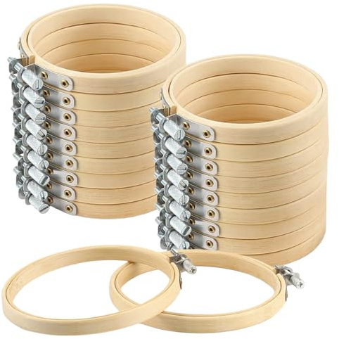 BAIFULAI 20 telai da ricamo in bambù: 8 cm, telaio a punto croce in legno di bambù, cerchio di alta qualità, anello per ricamo fai da te, artigianato, cucito, punto croce